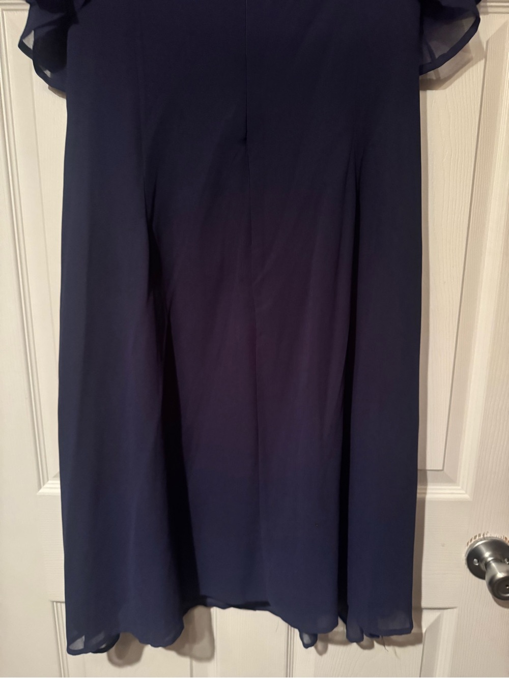 NWT Noracora Sz XL Navy Blue Midi Dress with Flutter Chiffon and Lace - Picture 9 of 12